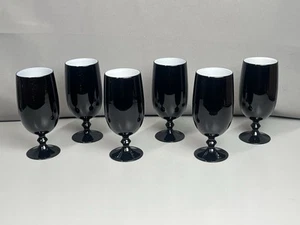Carlo Moretti Set Of 6 Mid Century Black And White Cased Iced Tea Glasses - Picture 1 of 12