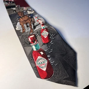 Tabasco Brand Rodeo Cowboy Horse Races Flag Tie 57” x 4” 100% Silk Made in USA - Picture 1 of 8