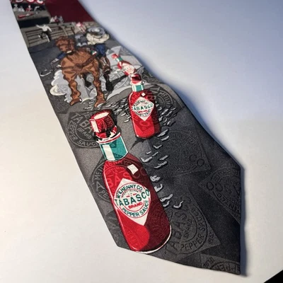 Corbata Bandera Marca Tabasco Rodeo Vaquero Caballo Carreras 57” x 4” 100% Seda Hecha en EE. UU. Foto 1 de 4