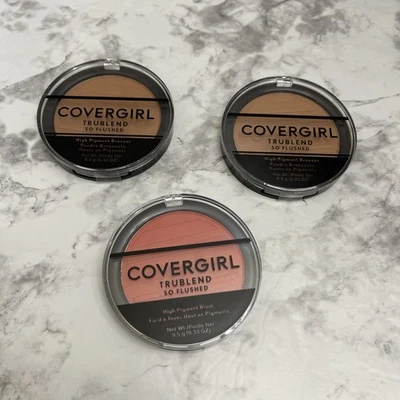 3 powder lot COVERGIRL Trublend So FlushedHigh Pigment420 Warmth-345 Hot Frenzy - Image 1 of 4