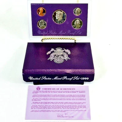 1990 U.S. Mint Proof 5 Coin Set (S Mint Mark, COA & Original Packaging) #14 - Image 1 of 4