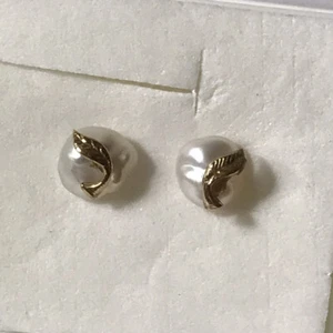 Estate Vintage 1981 9ct Gold Akoya Baroque Pearl Earrings - Picture 1 of 11