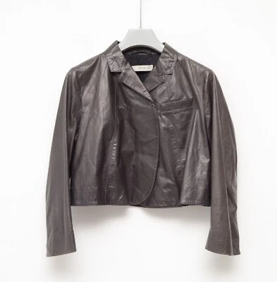 Women's Prada 100% Leather Light Short Gray Jacket Blazer Size IT 44 US 8 - Image 1 of 4