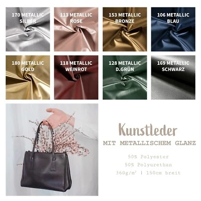Kunstleder Meterware metallisch - Lederimitat glänzend - Taschenleder *Ab 50cm - Bild 1 von 4
