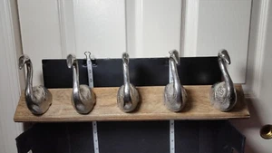 HomeGoods Coat Rack Wooden Base Metal Swan Hooks / USED - No Mounts - Picture 1 of 9