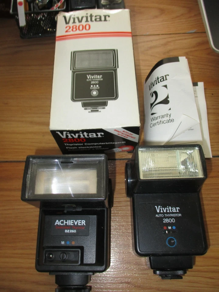 2 FLASHES-ACHIEVER DZ260 FLASH TIRISTOR PARA OLYMPUS & VIVITAR 2800 CON CAJA Foto 1 de 4