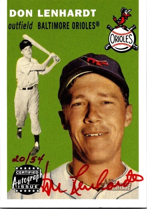 2003 Topps Heritage DON LENHARDT Baltimore Orioles RED INK AUTO MINT! - Image 1 of 2