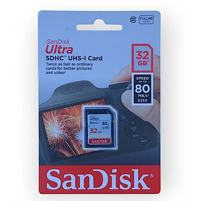 SanDisk Ultra 32GB SD Card Class10 80MB/s Memory Card Quick transfer speeds - Image 1 of 2