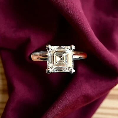 Asscher Cut Solitaire Diamond Ring 2.00 Carat IGI GIA Lab Grown 950 Platinum - Image 1 of 4
