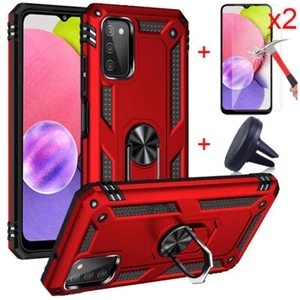 For Samsung Galaxy A03s Case Ring Kickstand Cover / Tempered Glass / Car Holder - Picture 1 of 16