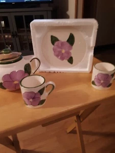 Tea set purple pansy included 4 pieces NIB - Picture 1 of 10