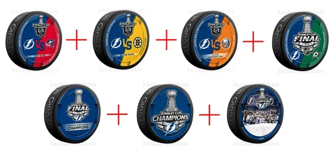 2020 Tampa Bay Lightning Stanley Cup Champions 7 Hockey Puck PKG - NEW Cover