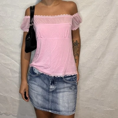 Vintage y2k Victoria’s Secret Lace Pink Blouse Top Sz M - Image 1 of 4