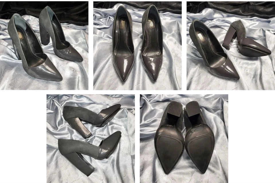 ZAPATOS DE SALÓN SCHUTZ GRIS CHAROL GAMUZA PUNTIAGUDA TALLA 6 Foto 1 de 1