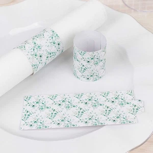 50 GREEN Floral Disposable Paper NAPKIN RINGS Wedding Party Gift Events - Picture 1 of 8