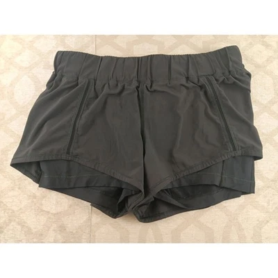 Lululemon Black Running Shorts Double Layer Mesh Insets Women Size 8 - image 1 of 4