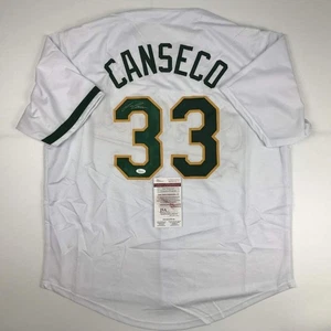 Autographed/Signed JOSE CANSECO Oakland White Baseball Jersey JSA COA Auto - Picture 1 of 4
