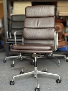 Authentic Vitra Eames Ea219 Brown Leather Polished Aluminium 📦 Delivery. - Picture 1 of 5