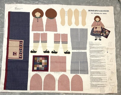 Cranston Vip Homespun Hannah Fabric Panel Americana Prairie Girl Doll Cut & Sew - Image 1 of 4