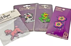 4 NEW PatchEms, Wright, LaVogue Iron-On Patches/Appliqués - Dog Cow Frog - Picture 1 of 14
