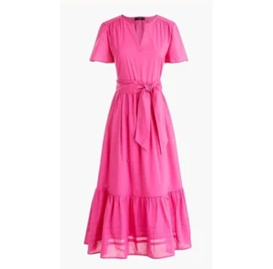 J.CREW Cotton V-Neck Tiered Short Sleeve Midi Dress Size 14 - Picture 1 of 6