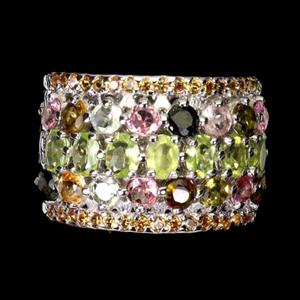 Anillo De Plata Esterlina 925 Ovalado De Peridoto Zafiro Turmalina Joya 8.5 - Imagen 1 de 11