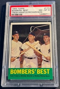1963 MICKEY MANTLE TOPPS BOMBERS BEST #173 PSA 8 CENTERED SHARP (711) - Picture 1 of 2