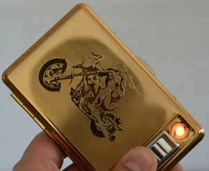 USB Rechargeable Electric Built-in Flame Less Lighter Cigarette Case - Picture 1 of 5