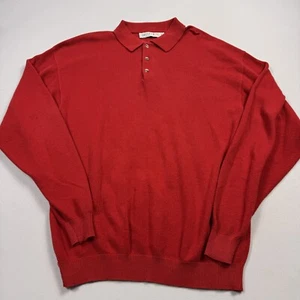 Jantzen Vintage Men's Long Sleeve Polo Sweater Cotton Made In USA Red Medium - Picture 1 of 11