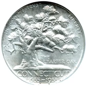 Connecticut 1935 plata conmemorativa 50C, NGC MS65 - Imagen 1 de 3