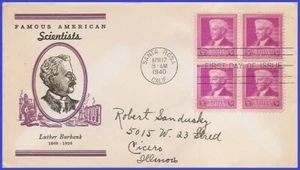 USA3 # 876 ADDR LINPRINT FDC BL4  Luther Burbank - Imagen 1 de 1