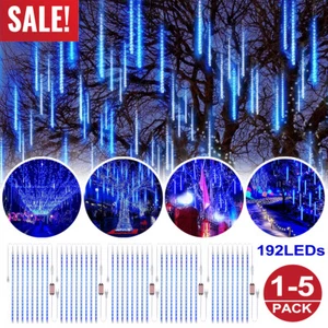1-5pc LED Meteor Shower Rain Lights Icicle Snowfall Lights Christmas Tree Decor - Picture 1 of 10