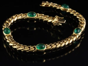 Zeitloses Smaragd Panzerarmband ca. 5,00ct   28,4g 750/-Gelbgold - Bild 1 von 8