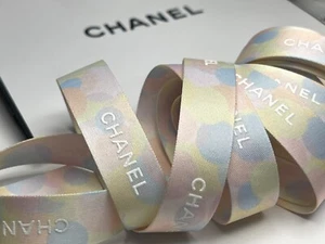 10 Yards of C hanel Oriol & Fontanel Ribbon Baby Pink/Blue/Yellow+White Logo - Picture 1 of 15