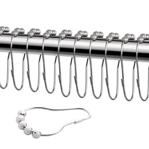 Shower Curtain Hooks Rings Stainless Steel Rust-Resistant Hooks for Bathroom ... - Picture 1 of 5