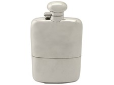 Antique Sterling Silver Hip Flask 1932 Herbert Hall Birmingham, England