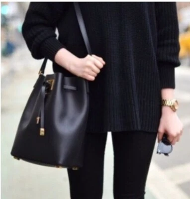 Michael Kors Collection Miranda Medium adjustable drawstring Bucket Bag Black - Image 1 of 4