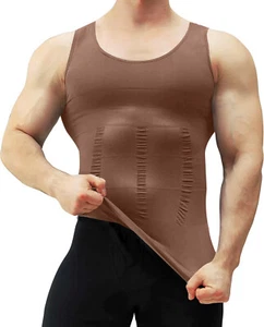 Men Body Slimming Tummy Vest Shaper Tank Underwear Shapewear  Waist Girdle Shirt - Picture 1 of 32