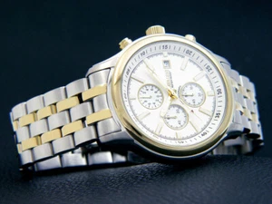 Swordsman Cavadini Chronograph Men Stainless Steel Dial Gold-Beige CV-1245 - Picture 1 of 2