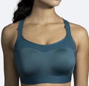 Brooks Women’s Dare Racerback Run Bra NEW 350073341 Deep Sea/Lime - Picture 1 of 4