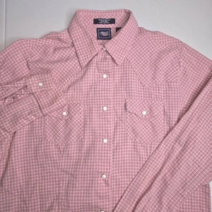 CRUEL GIRL Girls' Large Pink Black White Plaid Pearl Snaps Long Sleeve Shirt 732 - Picture 1 of 7