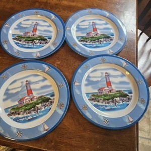 Juego de 4 banderas de barcos Melamine Ware Nautical Breeze Lighthouse - Imagen 1 de 2