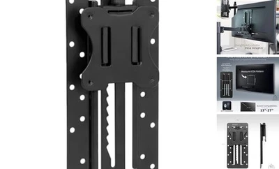  Height Adjustable VESA Adapter Stand for Individual Monitors up to 27 Black - Image 1 of 4