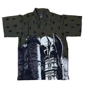 Vintage No Boundaries Shirt Button Gargoyle Y2K Emo Print Youth XL 16/18 - Picture 1 of 5