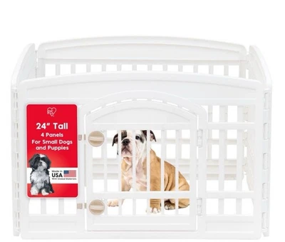 IRIS USA 24 英寸 4 面狗围栏带门,35 x 35 x 24,小狗围栏,狗 全新 — 第 1/4 张图片