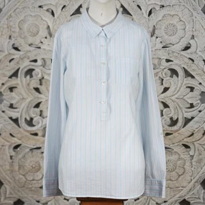 Vintage L.L. Bean Popover Shirt Medium Oxford Cotton Pastel Stripe Button-Up USA - Picture 1 of 6