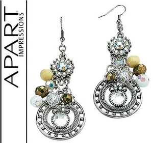 NUEVO PENDIENTES PENDIENTES PIEDRAS FACETADAS PERLAS plata antigua APART *778549 - Imagen 1 de 3