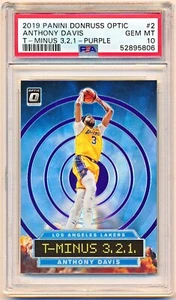 2019-20 Donruss Optic Anthony Davis T-Mins 3 2 1 Purple #2 PSA 10 - POP 56 - Bild 1 von 2