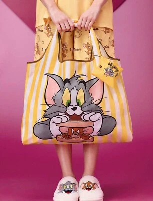 New 20” TOM And JERRY Handbag YELLOW Striped Purse CAT Tote MOUSE Bag Hobo - Image 1 of 4