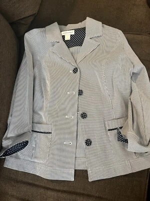 Blazer Christopher & Banks Talla Pequeña a Rayas con Botones Foto 1 de 3